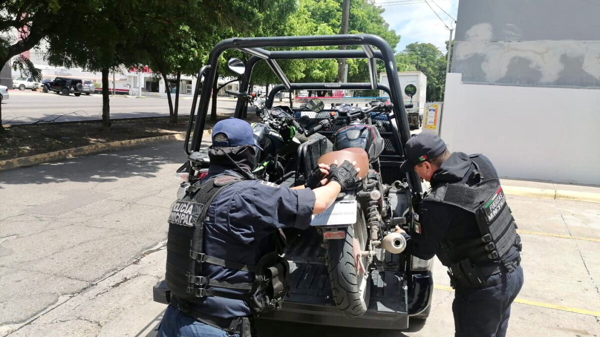 Policías municipales aseguran 23 motocicletas durante operativos en Culiacán