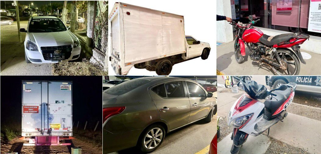 La Policía Municipal de Culiacán recupera 8 vehículos con reporte de robo