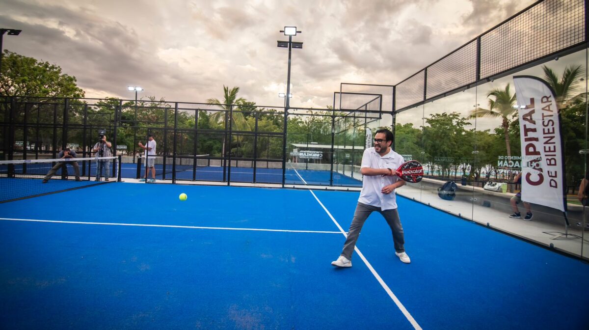 Inaugura el alcalde Juan de Dios Gámez dos canchas de pádel en el Parque Culiacán 87